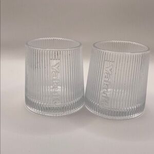 Rare Yakult Glass Cups Drinking Chinese Yogurt Drink Collectible Set of Two
